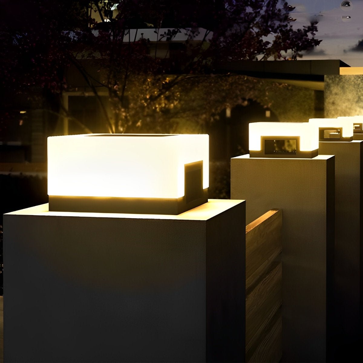 Pfostenleuchte Solar LED Edelstahl Schwarz Weiß Garten Zaun Sockel Außenleuchte Quadrat Gartenbeleuchtung Einfahrt Pfostenleuchte Außen Modern | Restfield