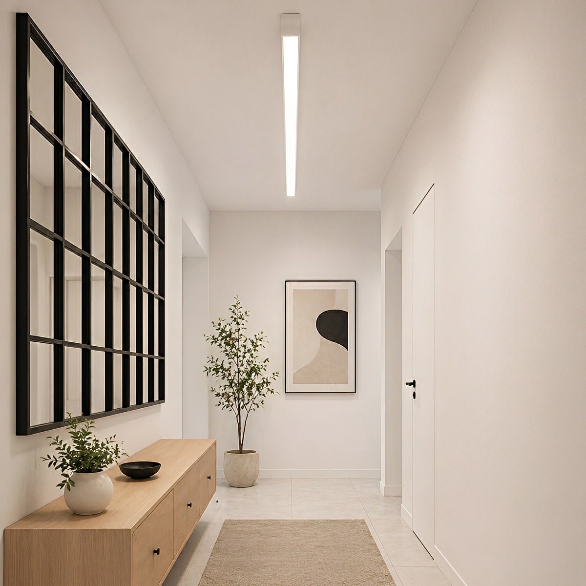 Plafonnier LED Streep à intensité variable avec télécommande Noir Blanc Aluminium Salon Chambre Moderne | Sansoti