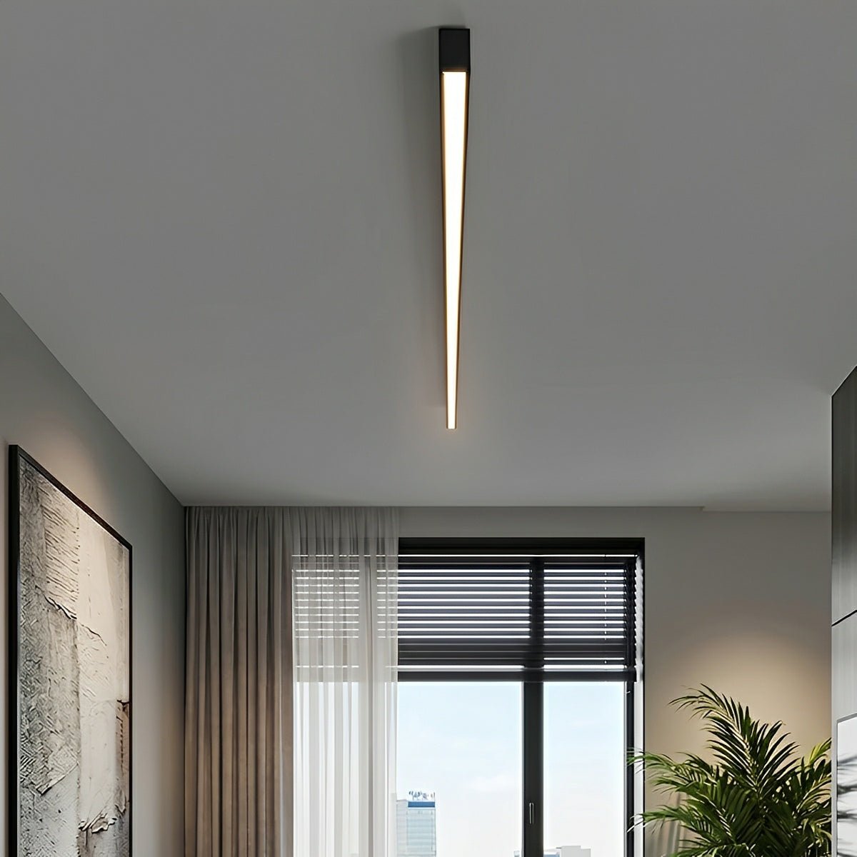 Plafonnier LED Streep à intensité variable avec télécommande Noir Blanc Aluminium Salon Chambre Moderne | Sansoti