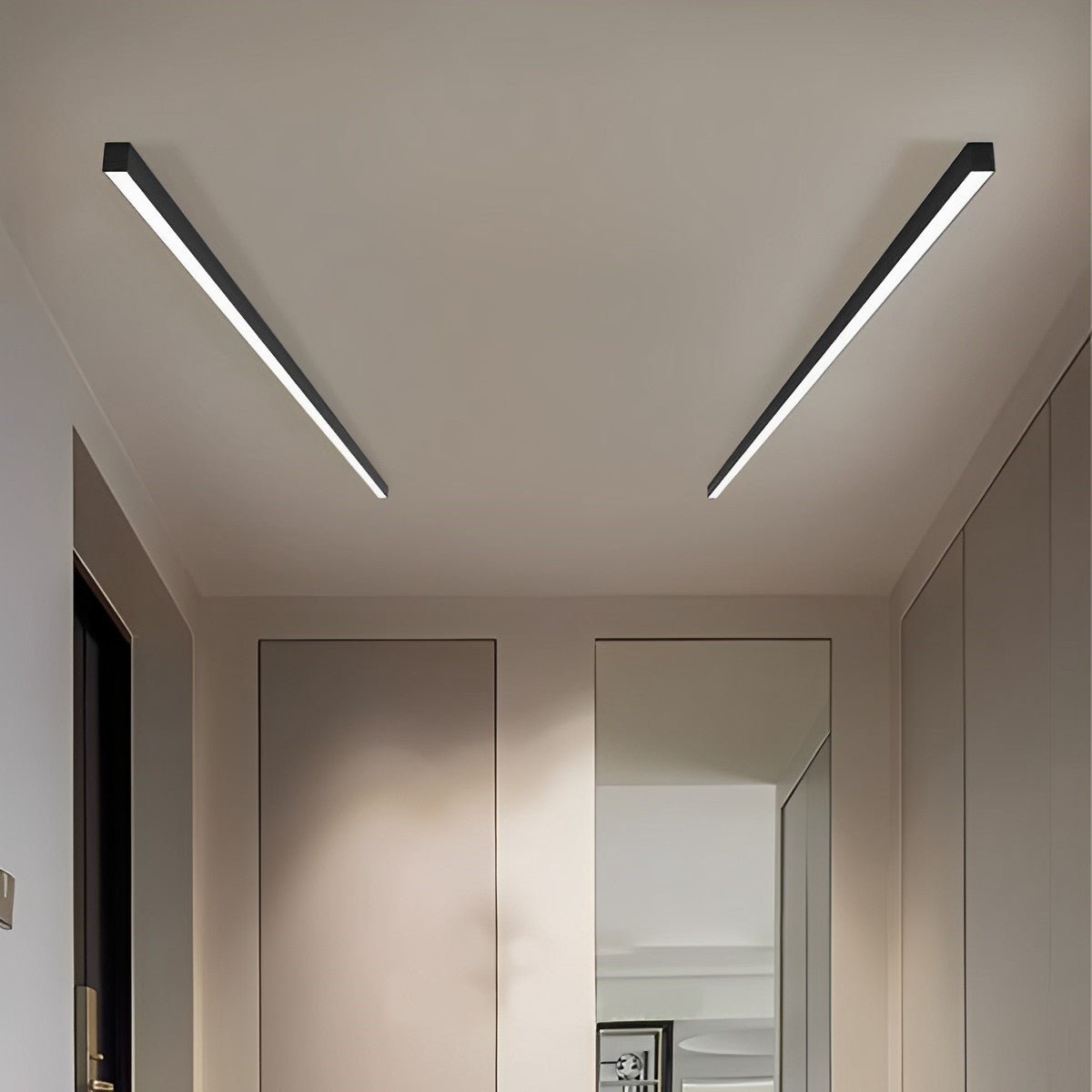 Deckenlampe LED Linear Aluminium Schwarz Dimmbar Wohnzimmer Flur Moderne Linienleuchte Deckenleuchte Schlafzimmer | Restfield