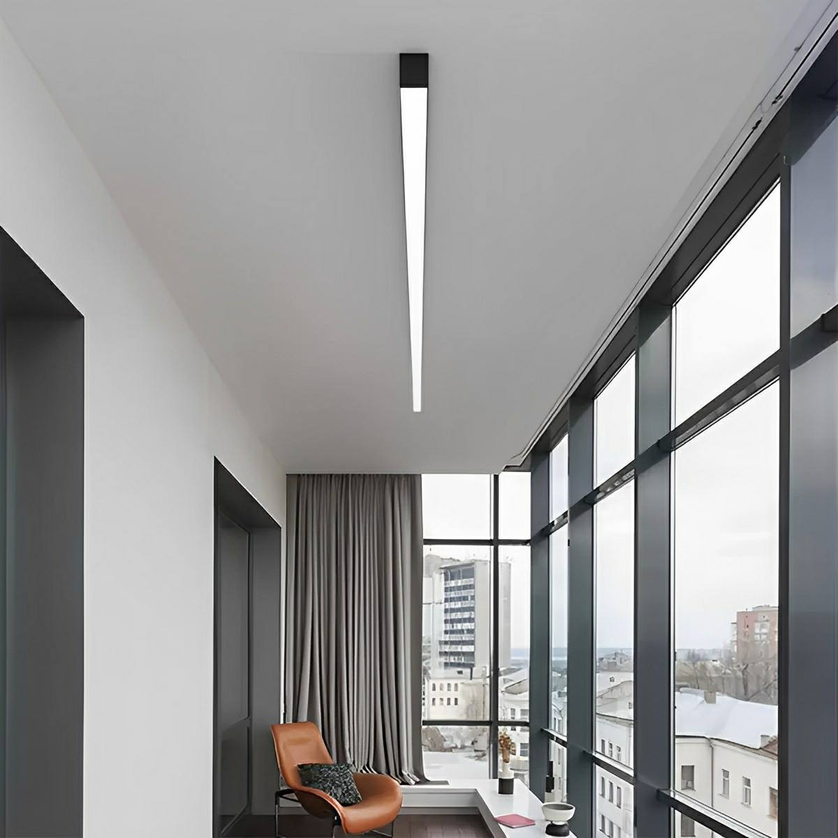 Deckenlampe LED Linear Aluminium Schwarz Dimmbar Wohnzimmer Flur Moderne Linienleuchte Deckenleuchte Schlafzimmer | Restfield