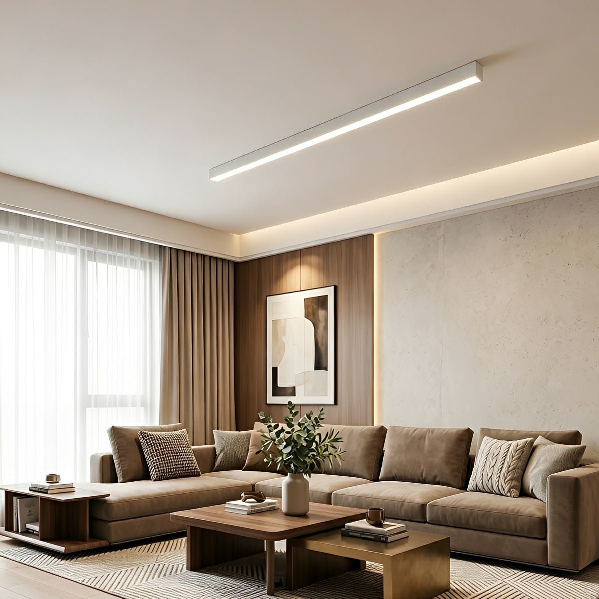 Plafonnier LED Streep à intensité variable avec télécommande Noir Blanc Aluminium Salon Chambre Moderne | Sansoti