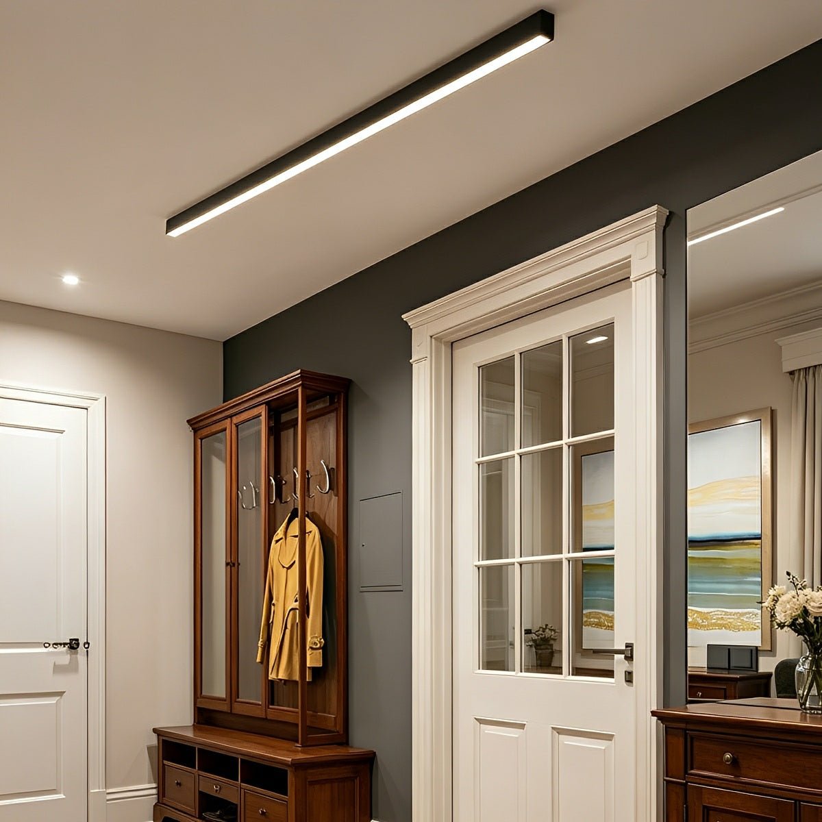 Plafonnier LED Streep à intensité variable avec télécommande Noir Blanc Aluminium Salon Chambre Moderne | Sansoti