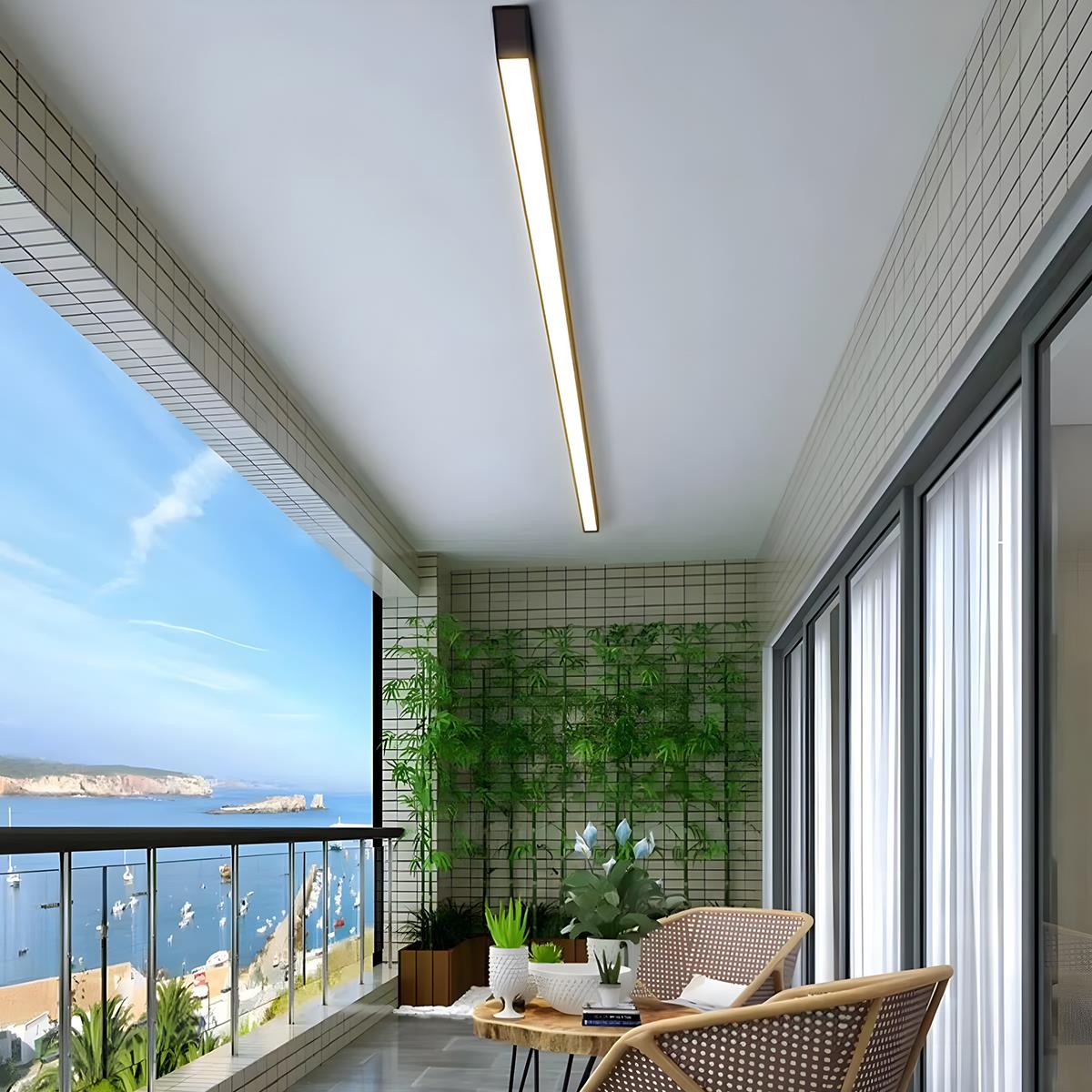 Deckenlampe LED Linear Aluminium Schwarz Dimmbar Wohnzimmer Flur Moderne Linienleuchte Deckenleuchte Schlafzimmer | Restfield
