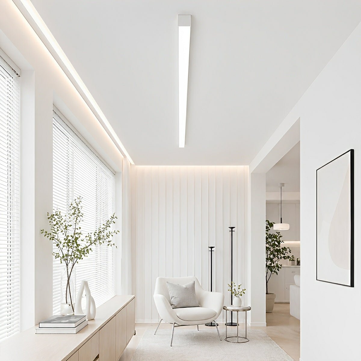 Plafonnier LED Streep à intensité variable avec télécommande Noir Blanc Aluminium Salon Chambre Moderne | Sansoti