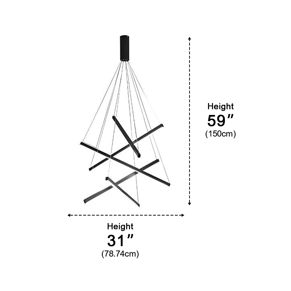 Layered Black LED Pendant Light, Dimmable with Remote Control, Geometric Staircase Design for Living Room | Sansoti