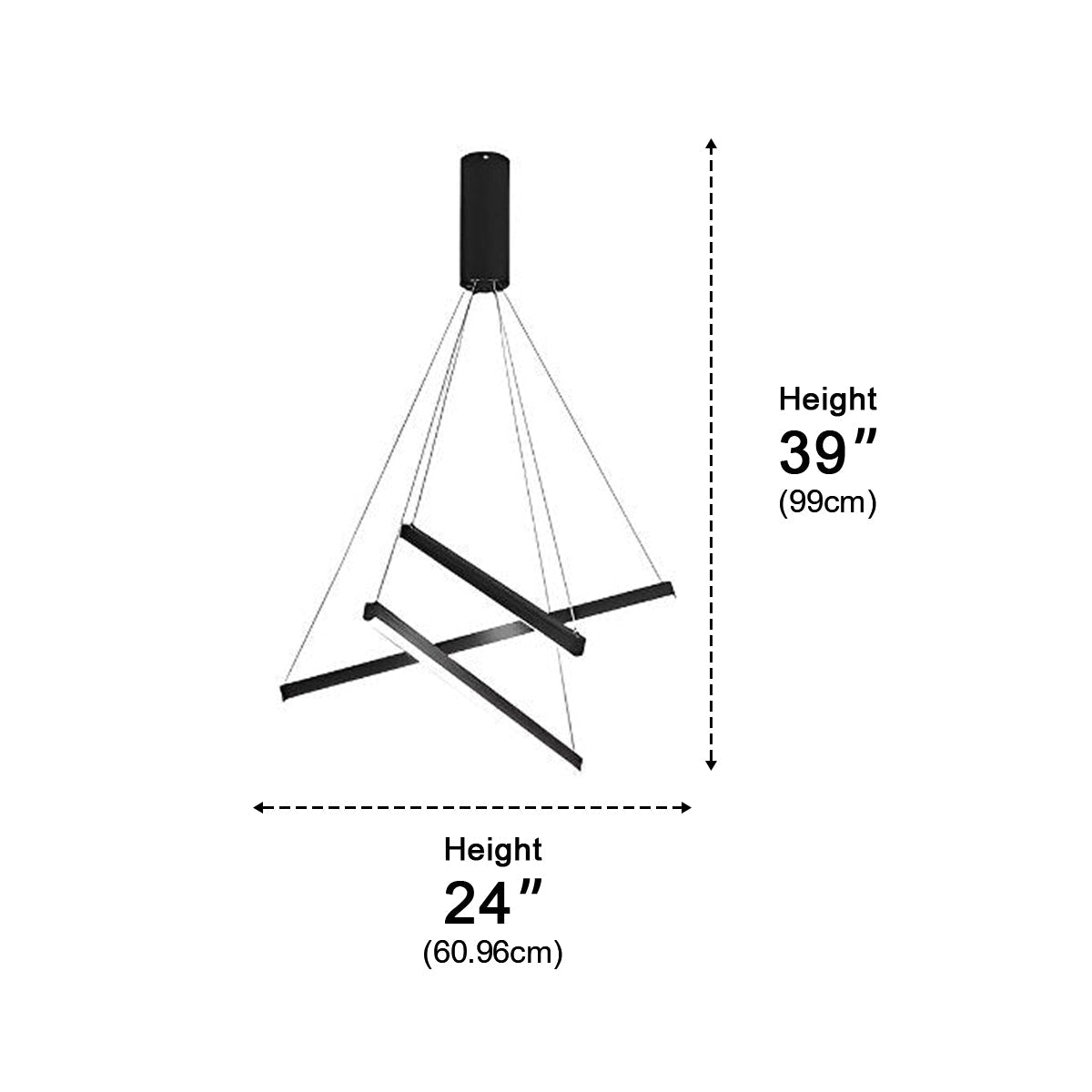 Layered Black LED Pendant Light, Dimmable with Remote Control, Geometric Staircase Design for Living Room | Sansoti