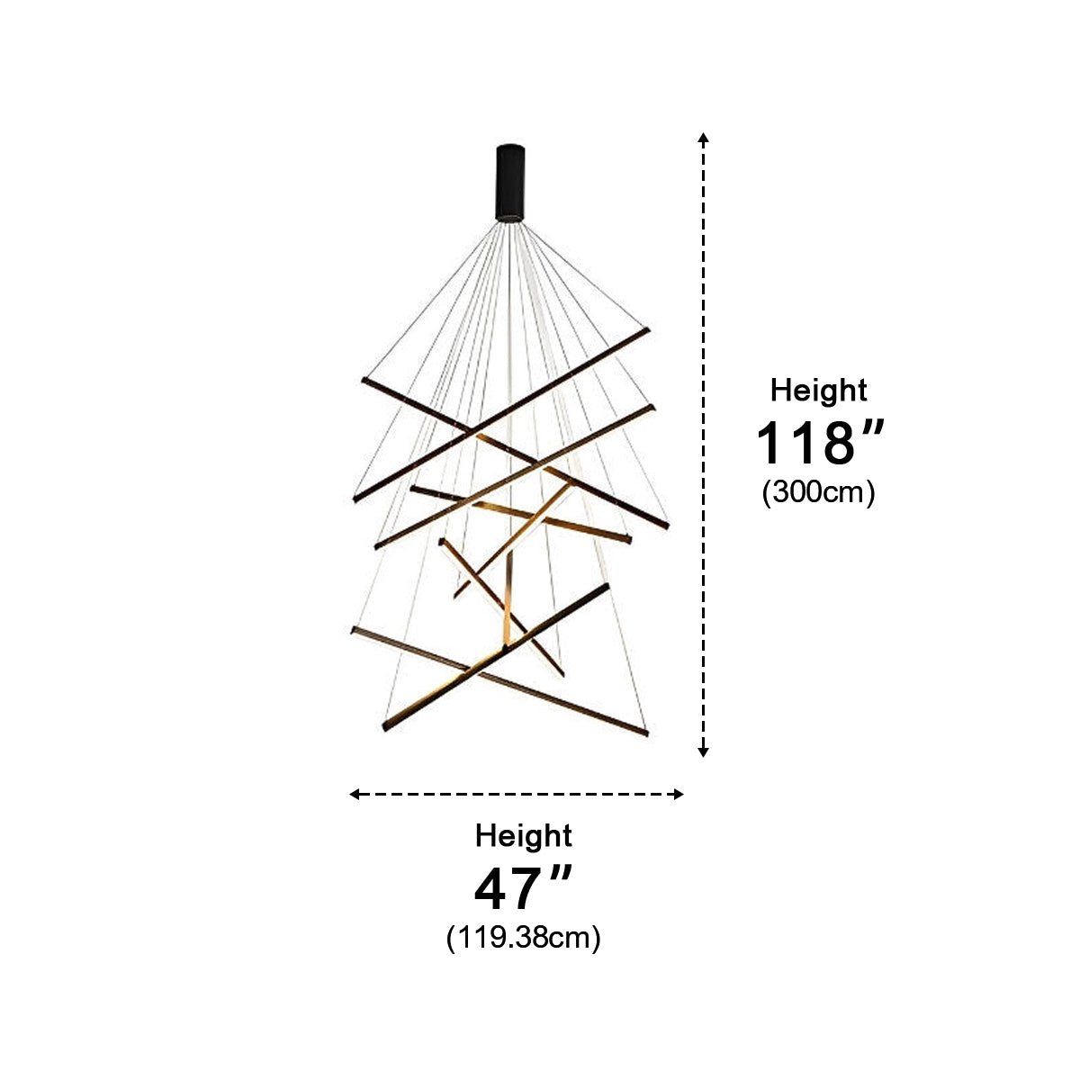 Layered Black LED Pendant Light, Dimmable with Remote Control, Geometric Staircase Design for Living Room | Sansoti