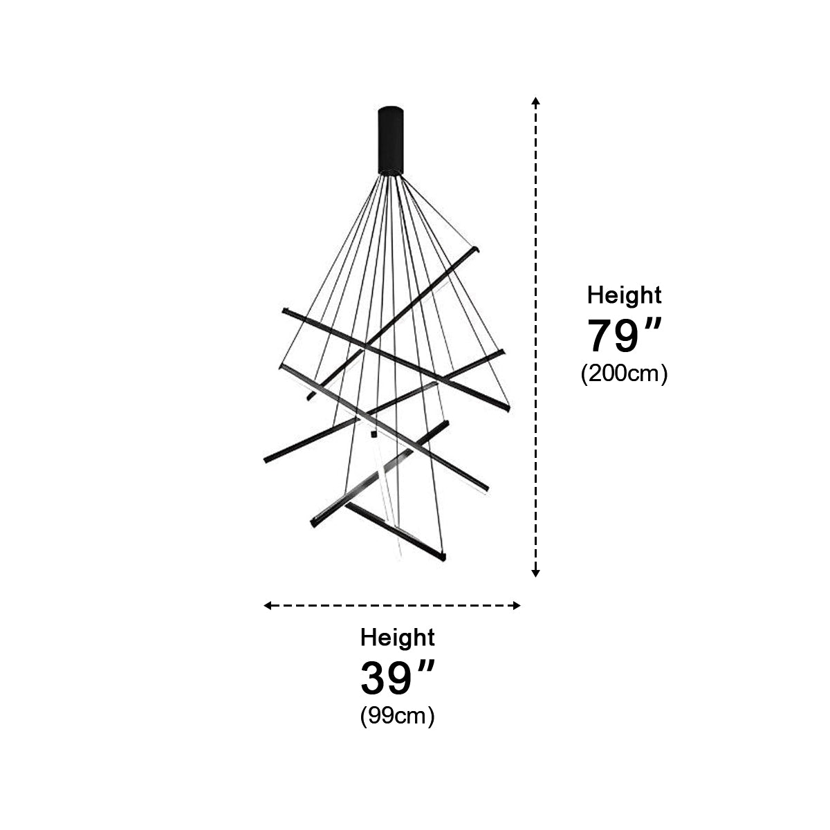Layered Black LED Pendant Light, Dimmable with Remote Control, Geometric Staircase Design for Living Room | Sansoti