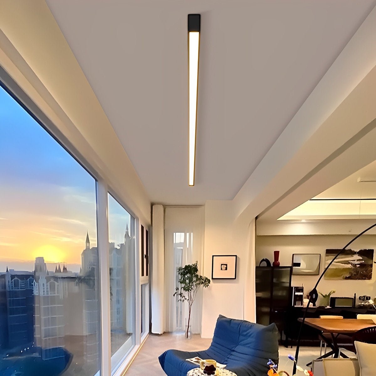 Deckenlampe LED Linear Aluminium Schwarz Dimmbar Wohnzimmer Flur Moderne Linienleuchte Deckenleuchte Schlafzimmer | Restfield