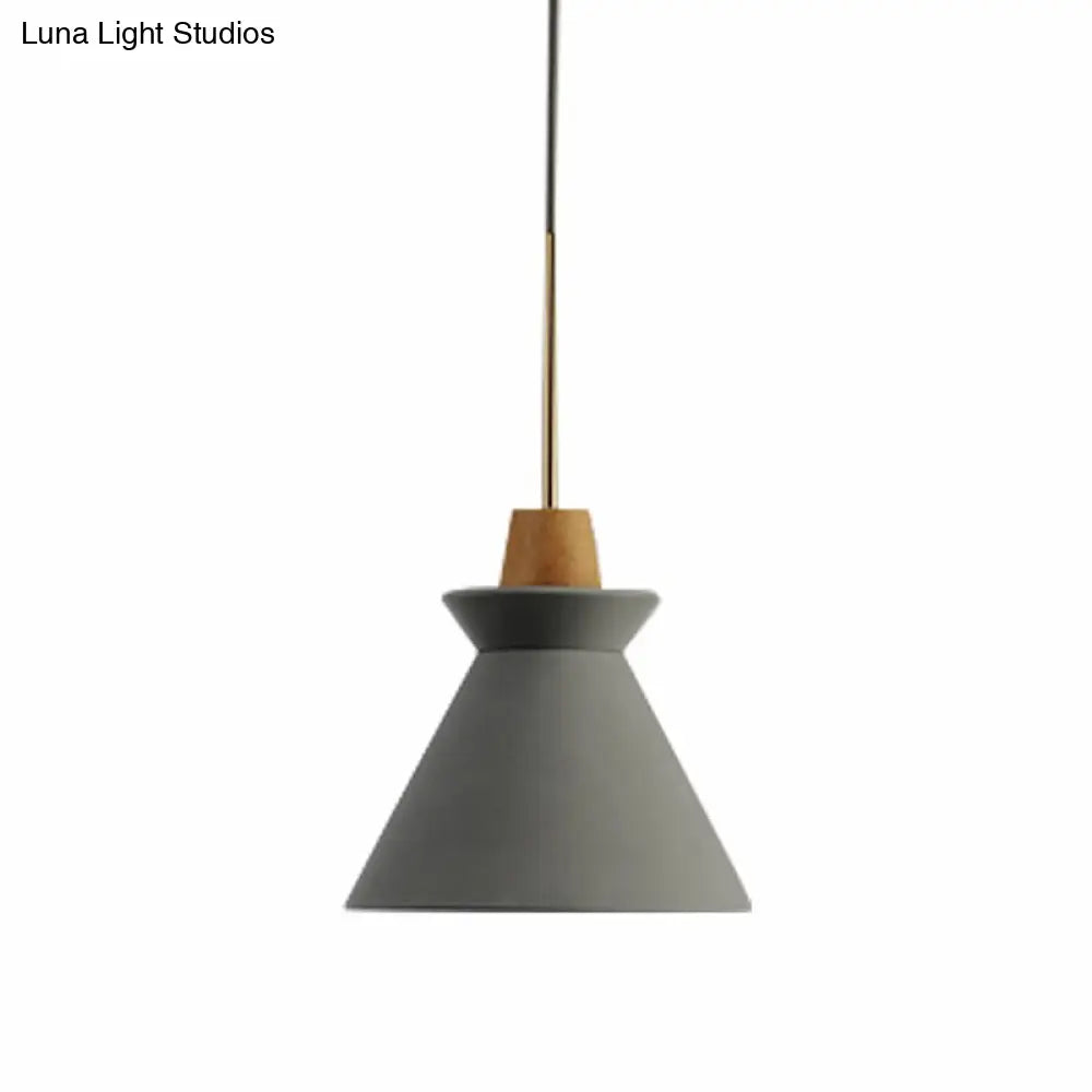 Betonnen Hanglamp met Houten Armatuur – Minimalistisch Design voor Eetkamer | Sansoti