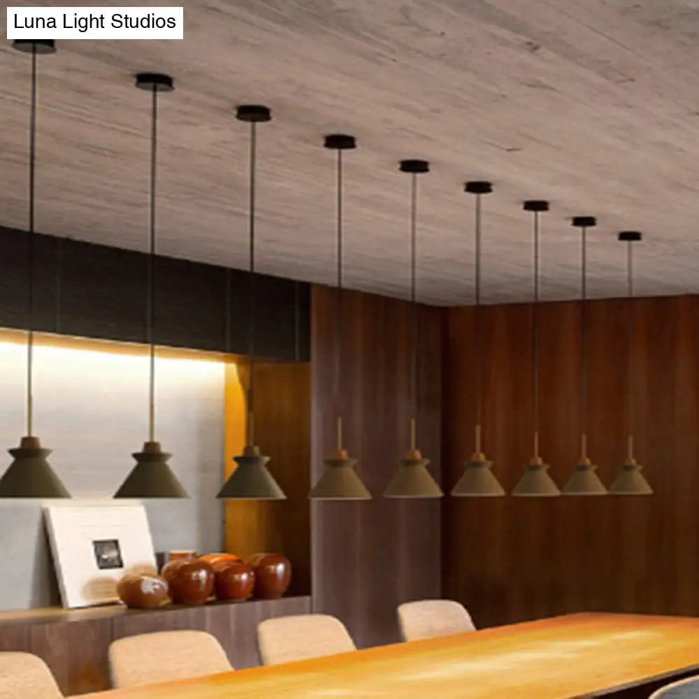 Betonnen Hanglamp met Houten Armatuur – Minimalistisch Design voor Eetkamer | Sansoti
