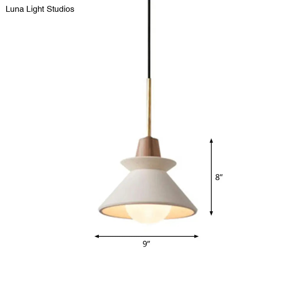 Betonnen Hanglamp met Houten Armatuur – Minimalistisch Design voor Eetkamer | Sansoti