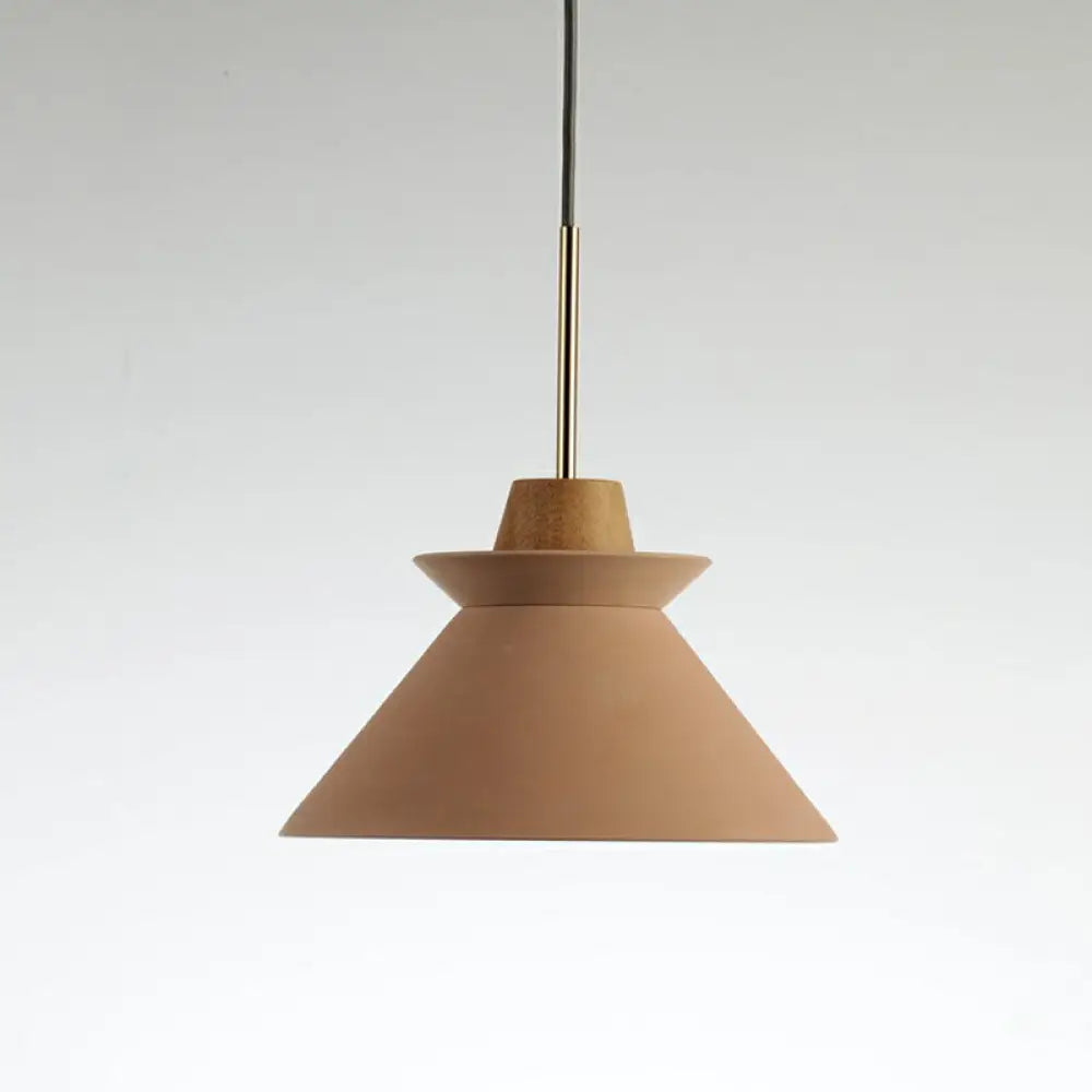 Betonnen Hanglamp met Houten Armatuur – Minimalistisch Design voor Eetkamer | Sansoti