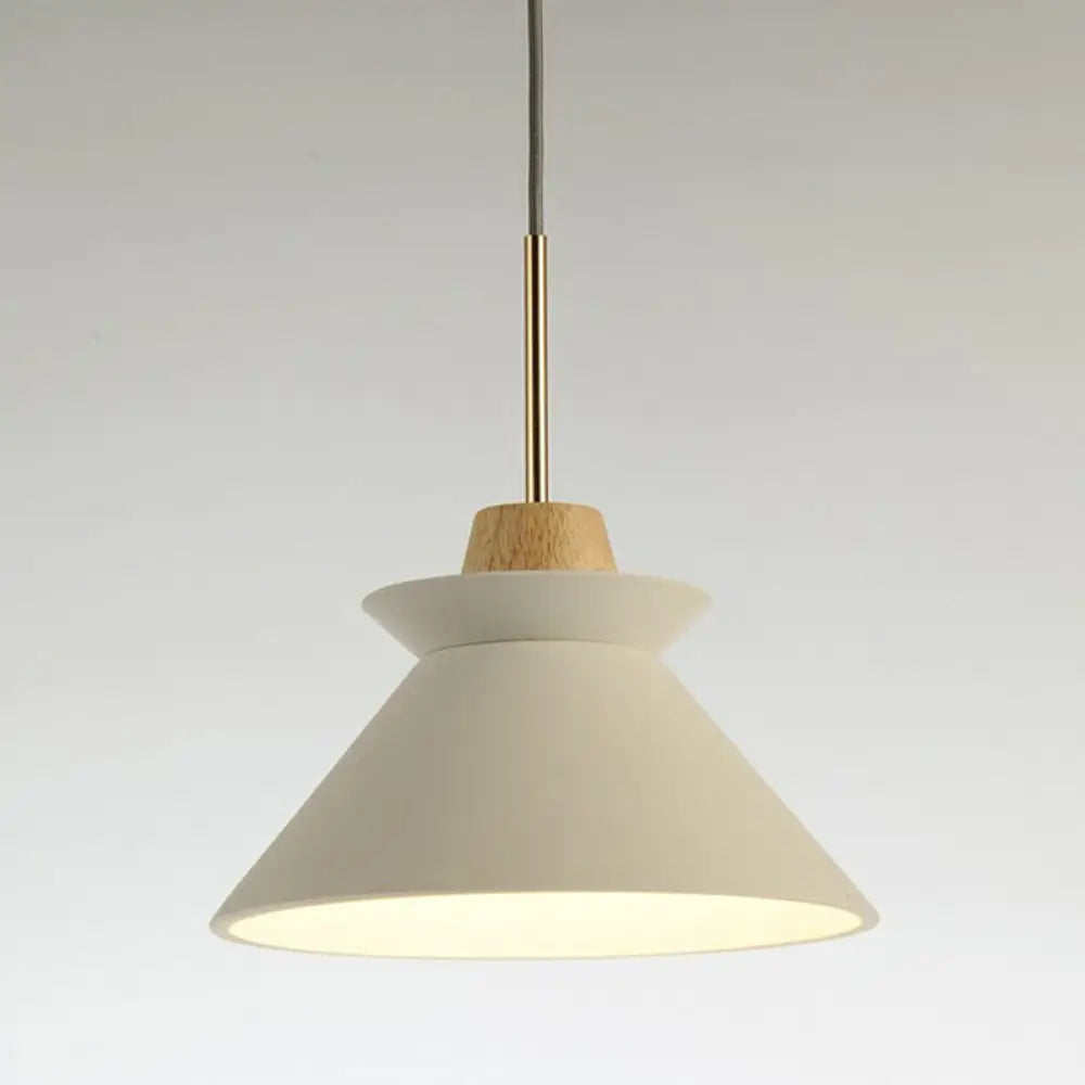 Betonnen Hanglamp met Houten Armatuur – Minimalistisch Design voor Eetkamer | Sansoti
