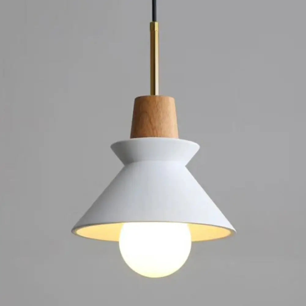 Betonnen Hanglamp met Houten Armatuur – Minimalistisch Design voor Eetkamer | Sansoti