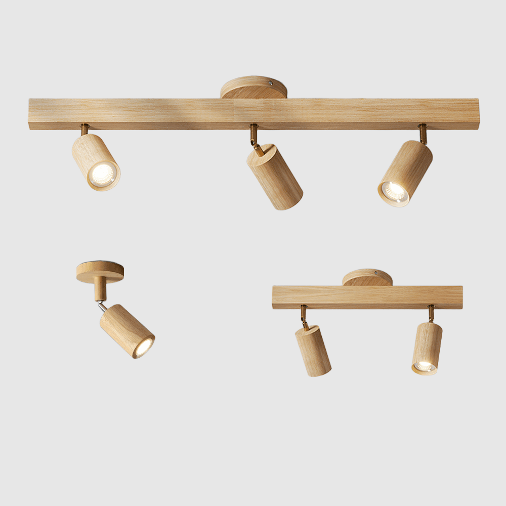 Spot Plafond Bois Massif Réglable Blanc Chêne Noyer Salon Chambre Spot Encastré Rail Spot Scandinave Japandi | Restfield