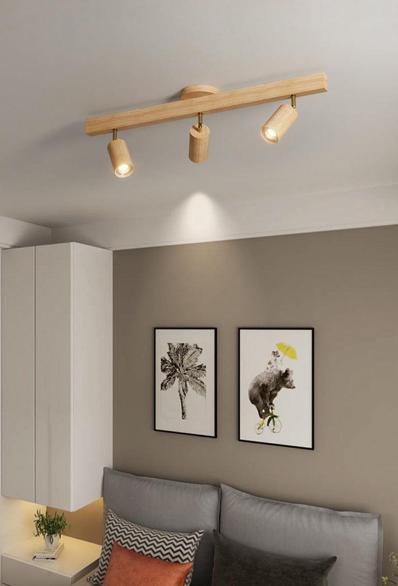 Spot Plafond Bois Massif Réglable Blanc Chêne Noyer Salon Chambre Spot Encastré Rail Spot Scandinave Japandi | Restfield