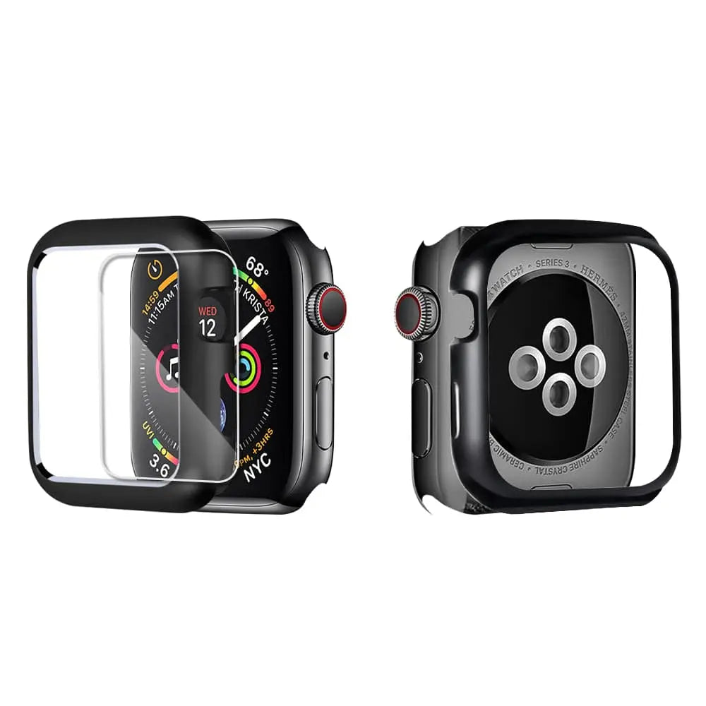 Gehard Glazen Screenprotector met Stalen Behuizing voor Apple Watch 38-44mm Zwart Zilver Goud Bescherming | Sansoti
