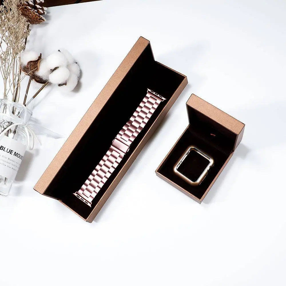 Stainless Steel Watch Bracelet with Protective Cover 38mm 40mm 42mm 44mm Smartwatch Accessory Set Stylish | Sansoti