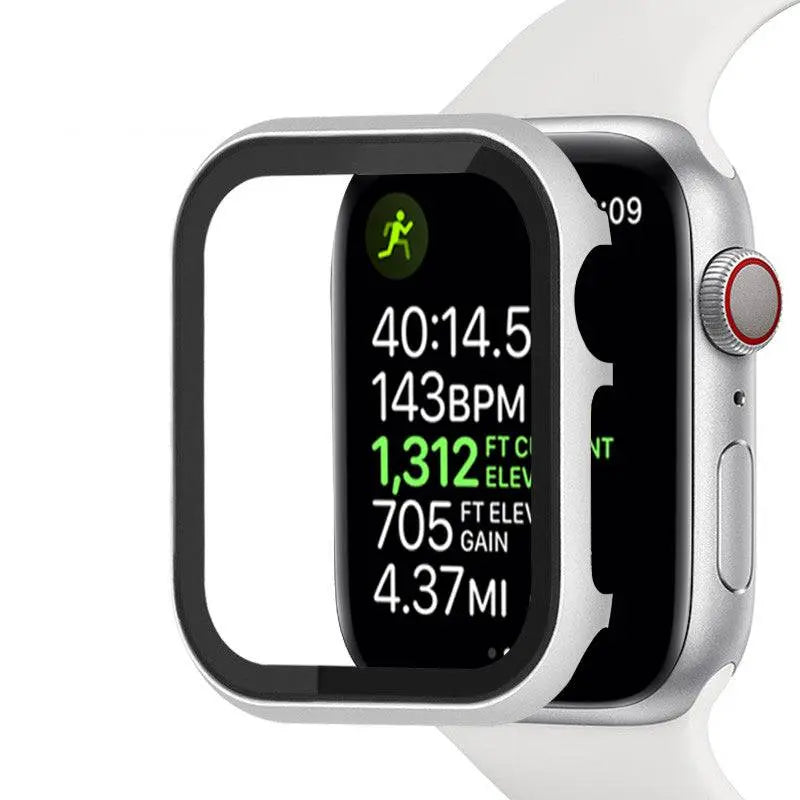 Roestvrijstalen Beschermhoesje met Gehard Glas voor Apple Watch 44mm 40mm 42mm 38mm Smartwatch Accessoire | Sansoti