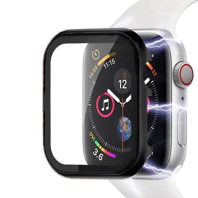 Roestvrijstalen Beschermhoesje met Gehard Glas voor Apple Watch 44mm 40mm 42mm 38mm Smartwatch Accessoire | Sansoti