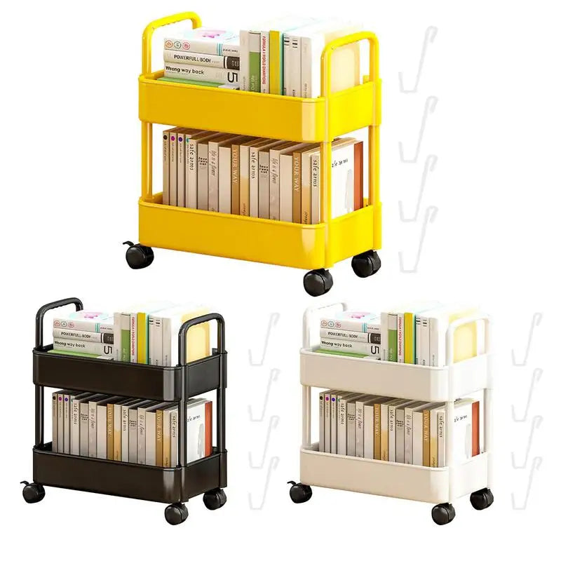 Fahrbarer Bücherwagen mit Rädern & Stiftehalter Aufbewahrungswagen Schmal Kompakt Leseecke Arbeitsplatz Arbeitszimmer | Sansoti