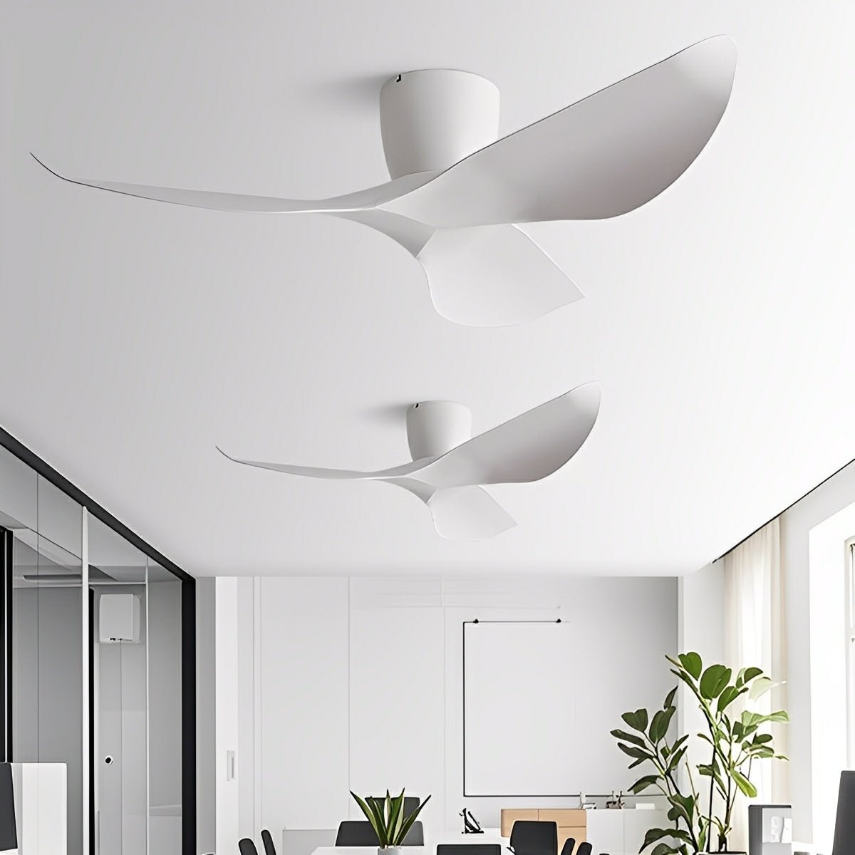 Wentylator sufitowy, 6 prędkości, odwracalny, cichy silnik DC, 38-48 cm, nowoczesny minimalistyczny design, bez oświetlenia | Sansoti
