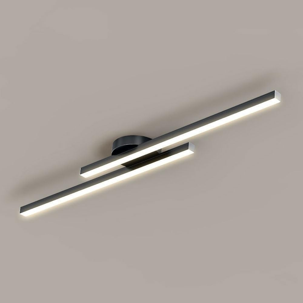 Halb-Einbau-Deckenleuchte aus Aluminium, LED, modern, Schwarz Weiß Gold, dimmbar, 35-47 Zoll, für Wohnzimmer und Schlafzimmer | Sansoti
