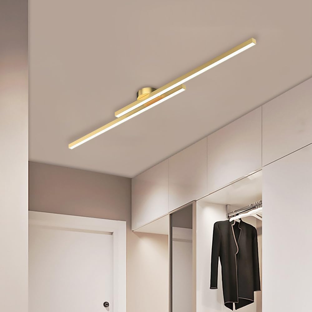 Halb-Einbau-Deckenleuchte aus Aluminium, LED, modern, Schwarz Weiß Gold, dimmbar, 35-47 Zoll, für Wohnzimmer und Schlafzimmer | Sansoti