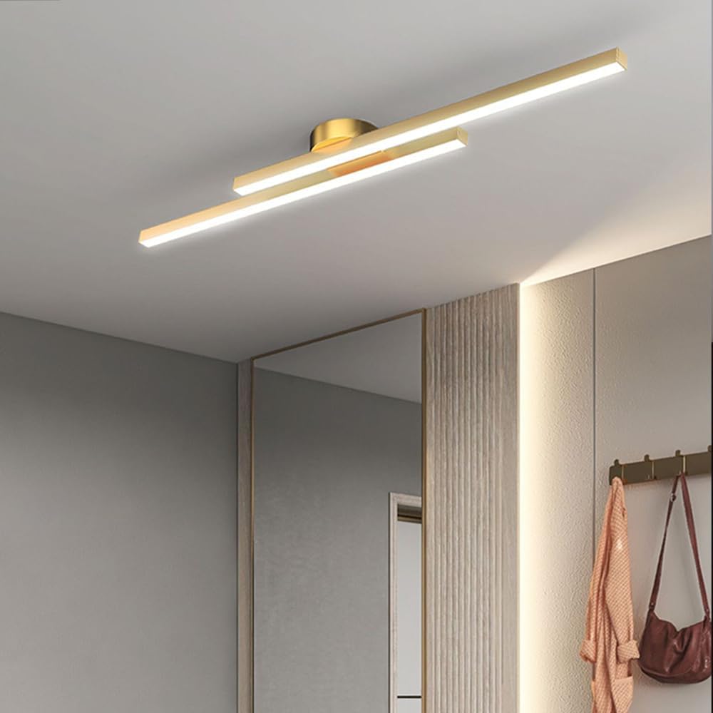 Halb-Einbau-Deckenleuchte aus Aluminium, LED, modern, Schwarz Weiß Gold, dimmbar, 35-47 Zoll, für Wohnzimmer und Schlafzimmer | Sansoti