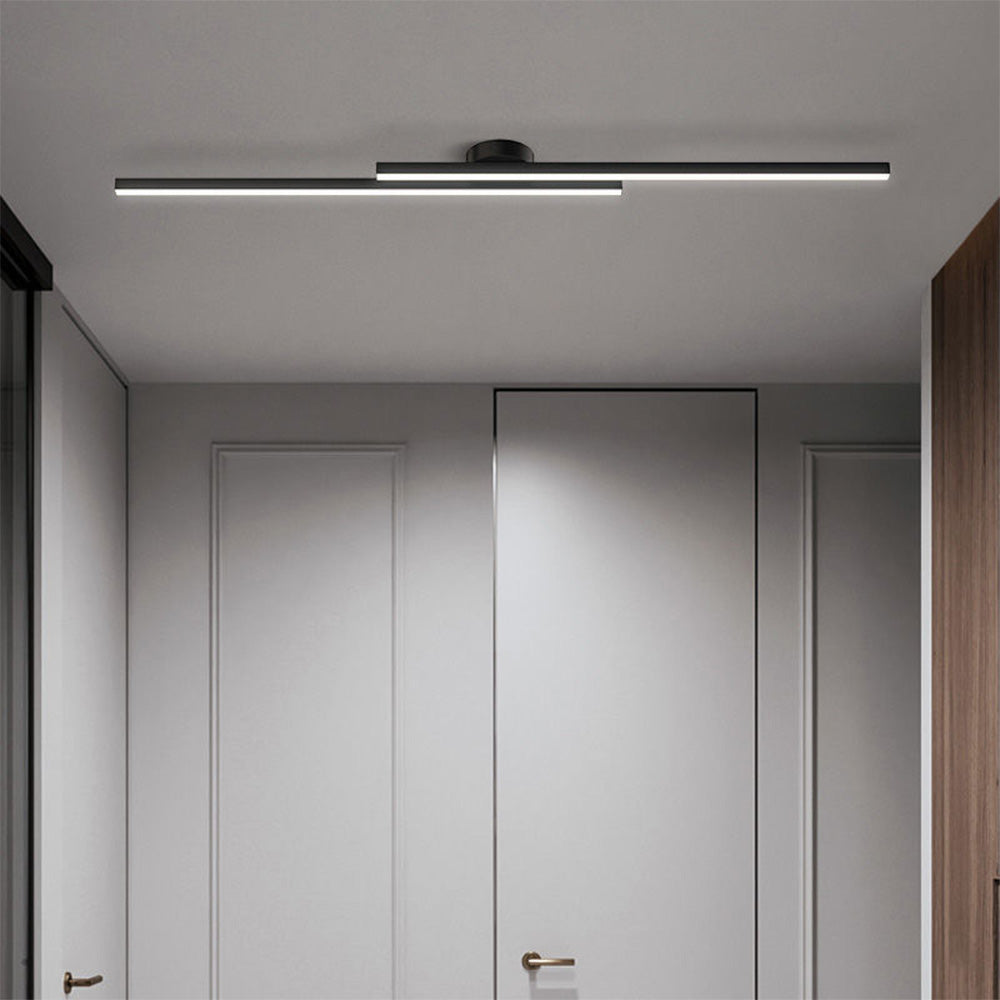 Halb-Einbau-Deckenleuchte aus Aluminium, LED, modern, Schwarz Weiß Gold, dimmbar, 35-47 Zoll, für Wohnzimmer und Schlafzimmer | Sansoti