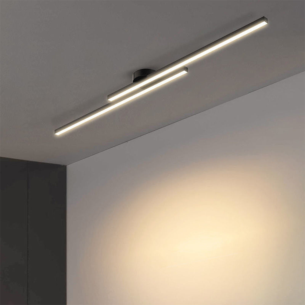 Halb-Einbau-Deckenleuchte aus Aluminium, LED, modern, Schwarz Weiß Gold, dimmbar, 35-47 Zoll, für Wohnzimmer und Schlafzimmer | Sansoti