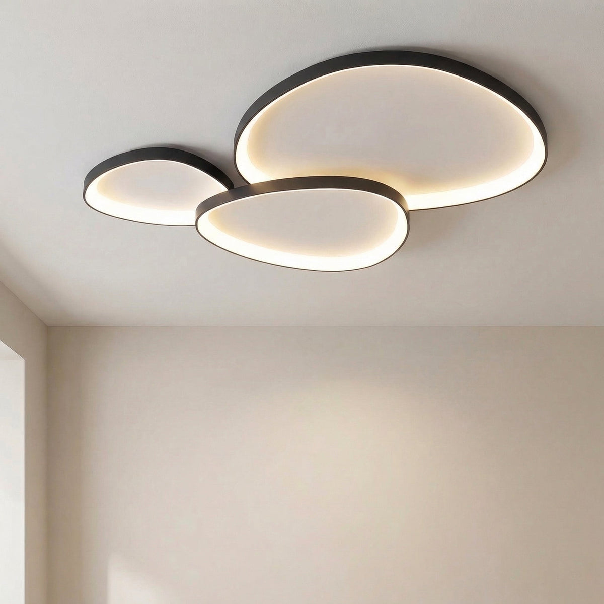 Minimalistyczna lampa sufitowa LED z aluminium 90x60cm do jadalni i salonu, oświetlenie o nowoczesnych, prostych liniach | Sansoti