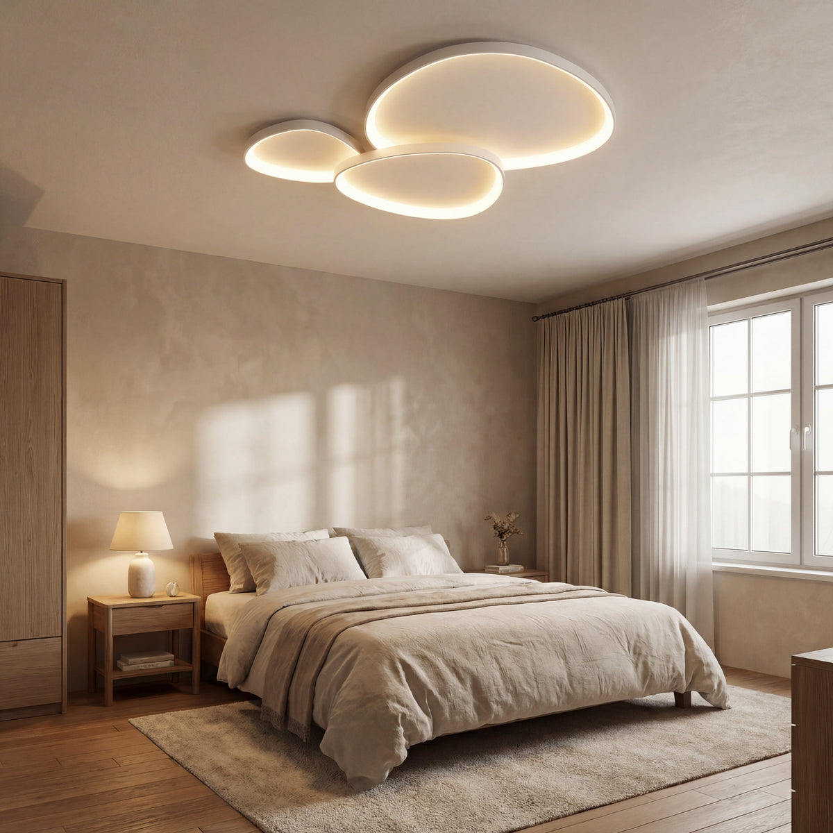 Minimalistyczna lampa sufitowa LED z aluminium 90x60cm do jadalni i salonu, oświetlenie o nowoczesnych, prostych liniach | Sansoti