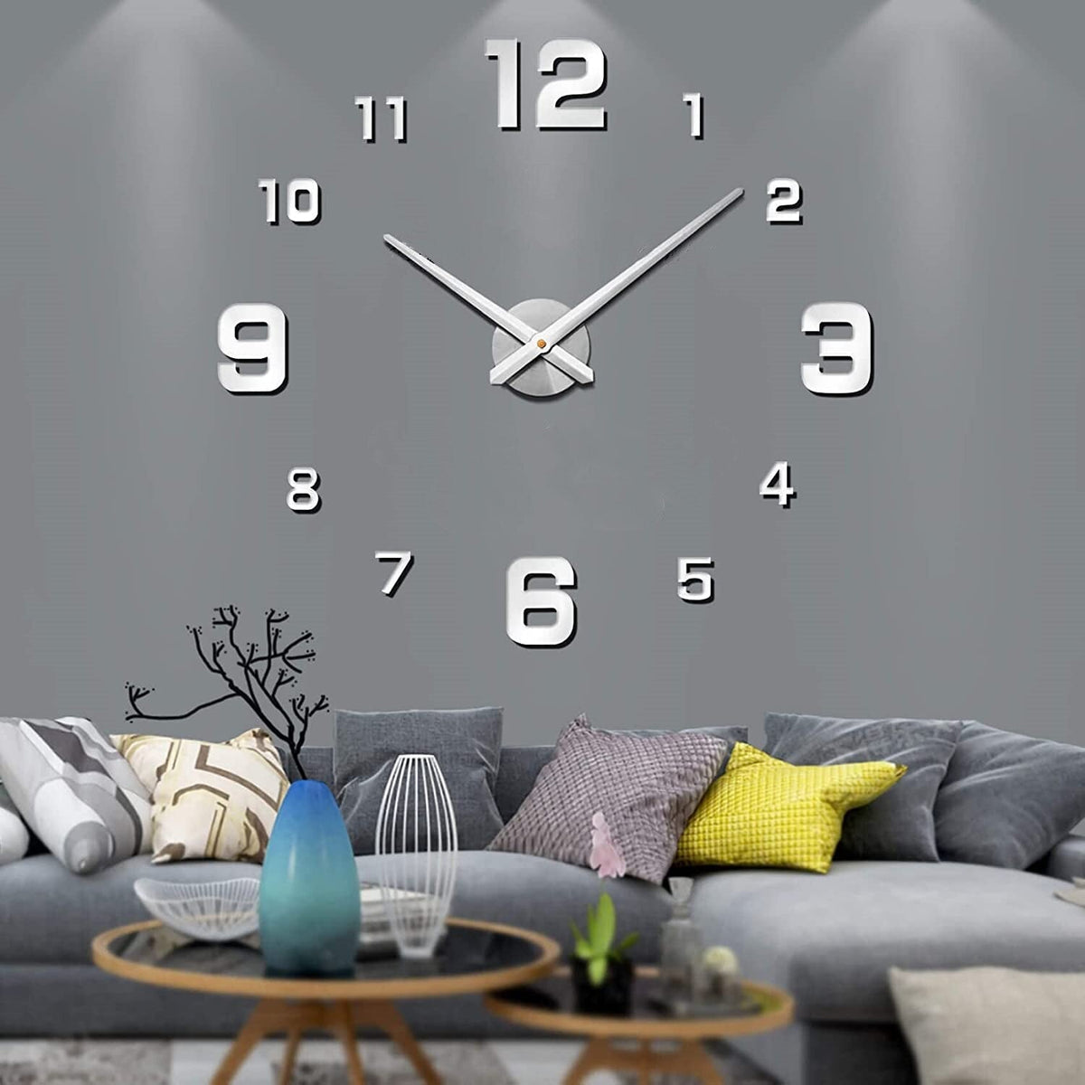 Large XXL Wall Clock Black Quartz Modern Design 60-130cm Decorative Living Room Kitchen Office Interior | Sansoti