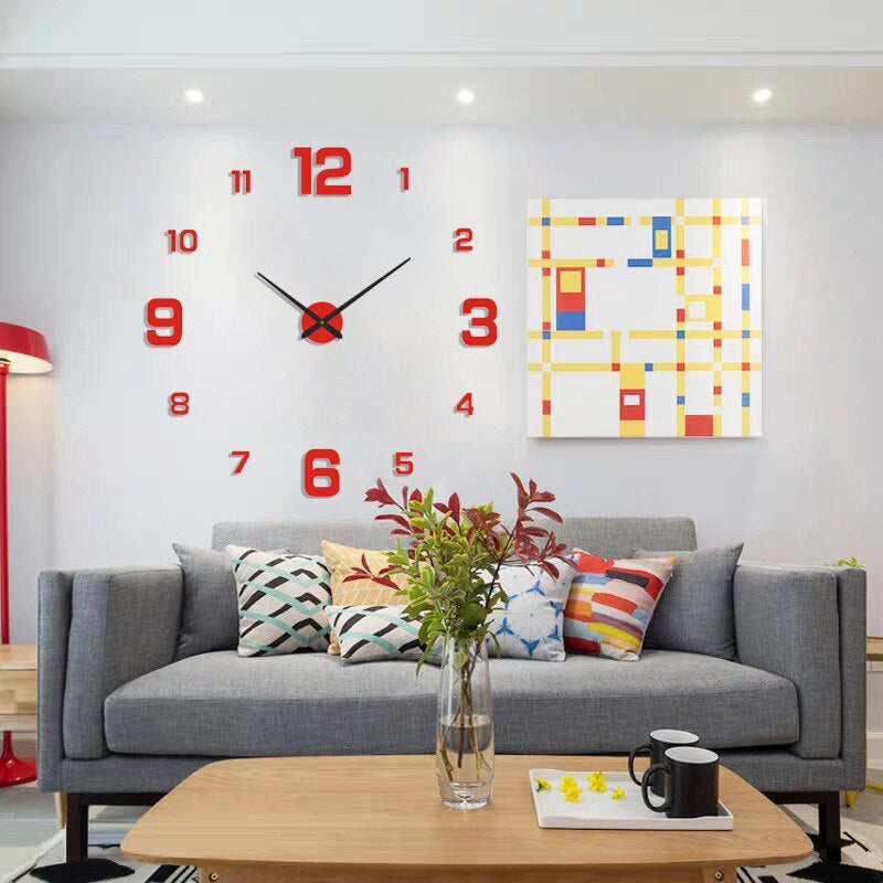 Large XXL Wall Clock Black Quartz Modern Design 60-130cm Decorative Living Room Kitchen Office Interior | Sansoti
