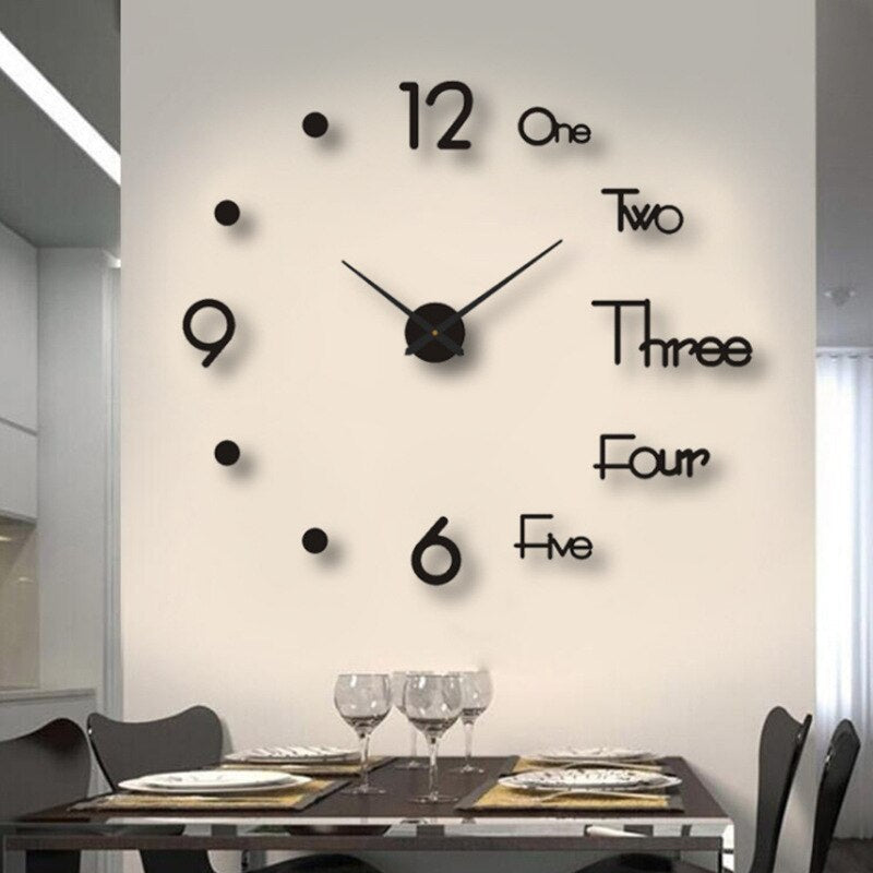 Large XXL Wall Clock Black Quartz Modern Design 60-130cm Decorative Living Room Kitchen Office Interior | Sansoti