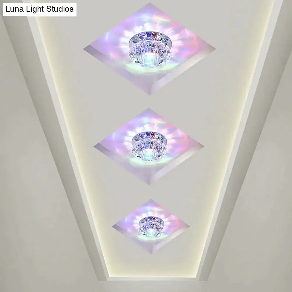 Modern Kristal Plafondlamp LED RVS Basis Opbouw Verlichting Woonkamer Gang | Sansoti