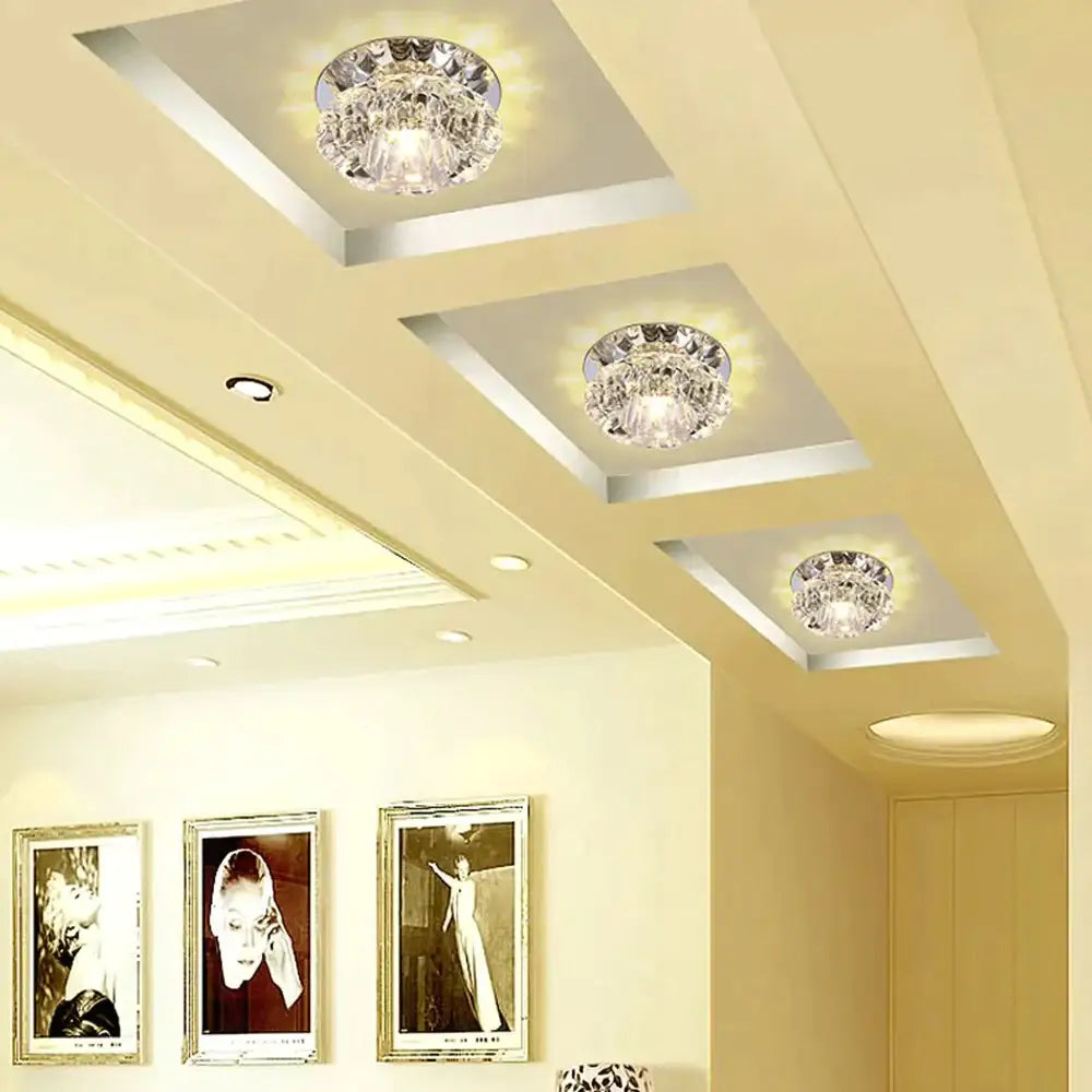 Modern Kristal Plafondlamp LED RVS Basis Opbouw Verlichting Woonkamer Gang | Sansoti