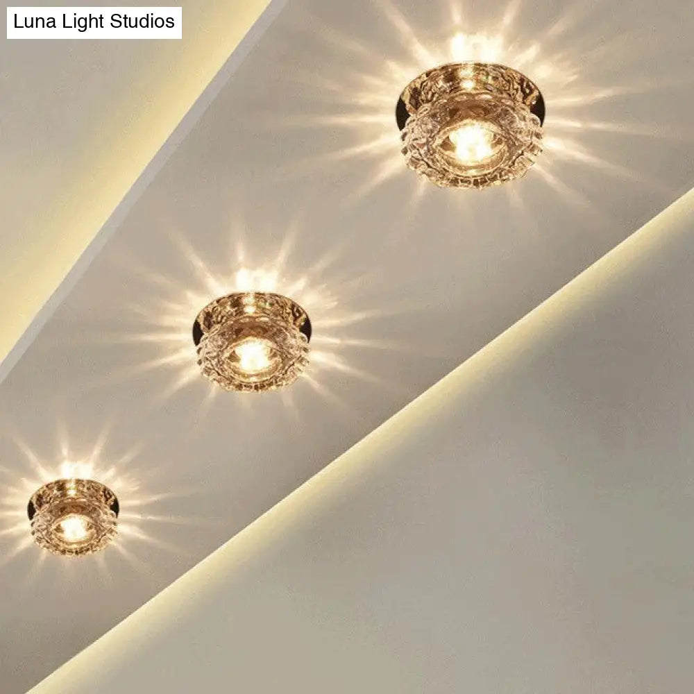 Modern Kristal Plafondlamp LED RVS Basis Opbouw Verlichting Woonkamer Gang | Sansoti