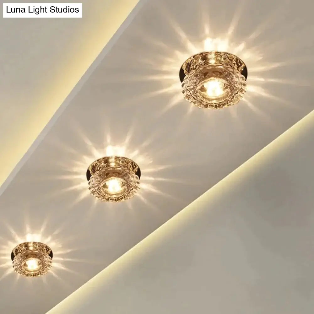 Modern Kristal Plafondlamp LED RVS Basis Opbouw Verlichting Woonkamer Gang | Sansoti