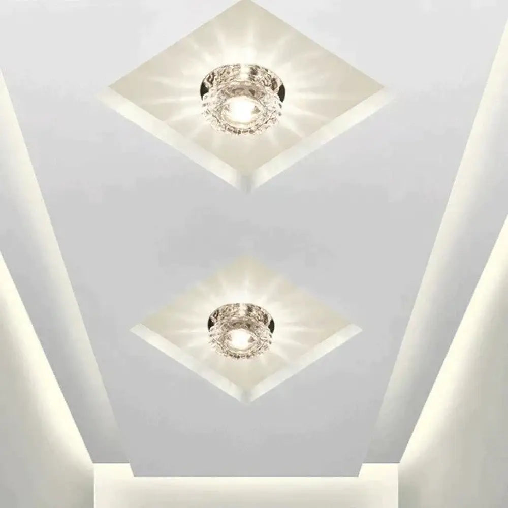 Modern Kristal Plafondlamp LED RVS Basis Opbouw Verlichting Woonkamer Gang | Sansoti