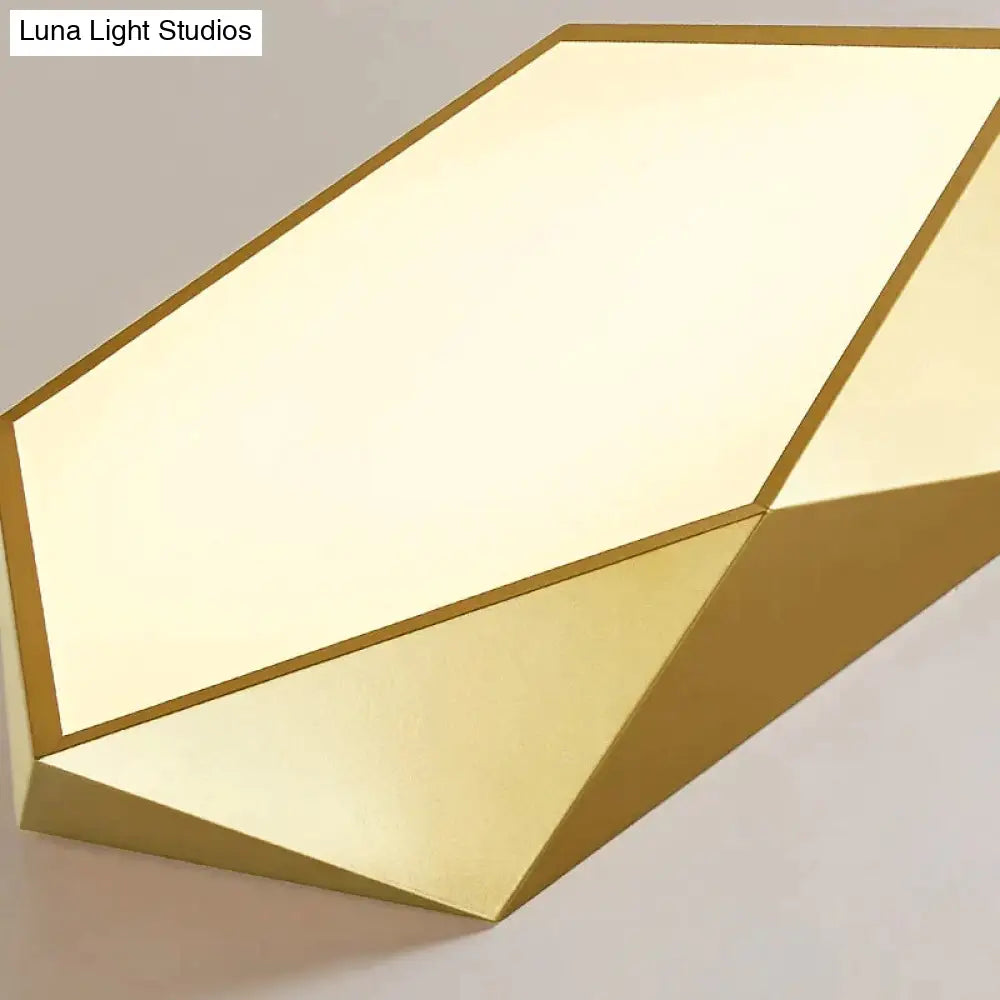 Plafonnier géométrique doré à intensité variable avec télécommande, LED, design moderne pour salon et chambre | Sansoti