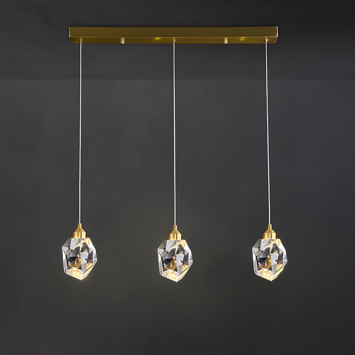Moderne Minimalistische Luxe Messing Kristallen Hanglamp Met Verstelbare Hoogte En LED Verlichting | Sansoti