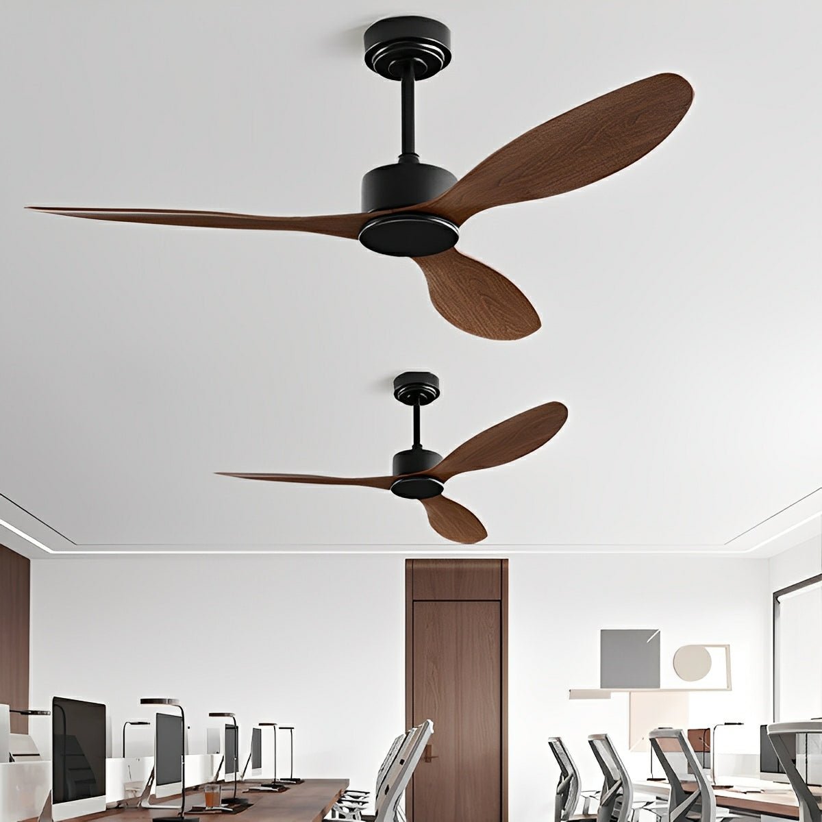 Ventilateur de plafond à 3 pales silencieux avec moteur CC, télécommande, interrupteur mural et rotation réversible pour la ventilation | Sansoti