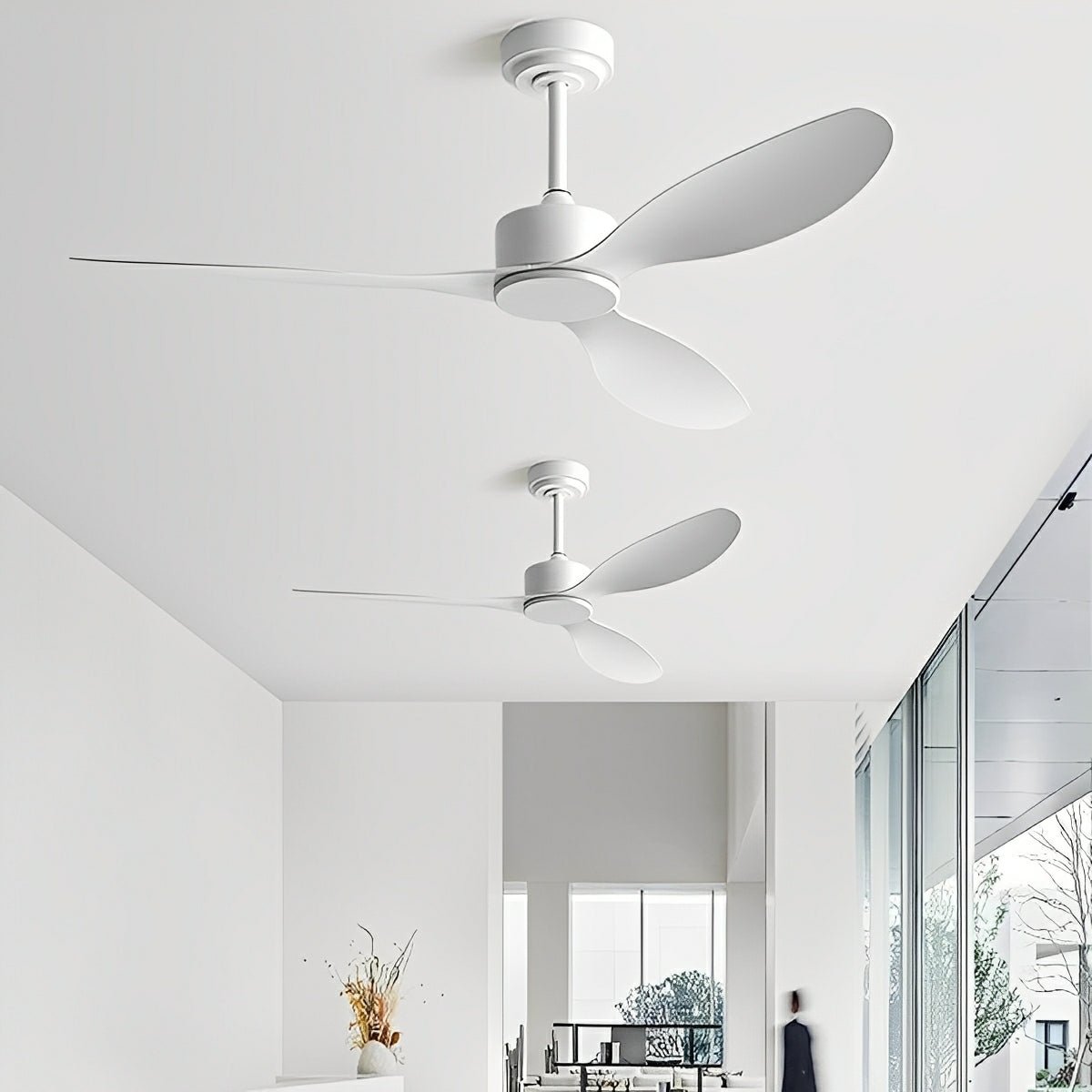 Ventilateur de plafond à 3 pales silencieux avec moteur CC, télécommande, interrupteur mural et rotation réversible pour la ventilation | Sansoti