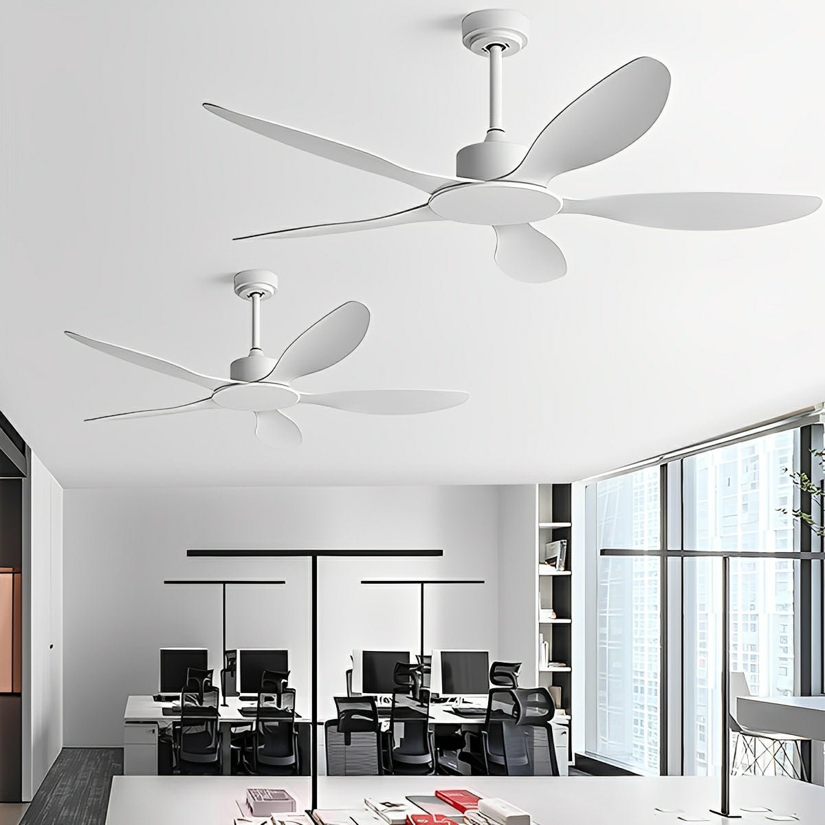 Ceiling fan with 5 Blades, DC Motor, 6 Speeds, Reversible, with Remote Control and Wall Switch | Sansoti