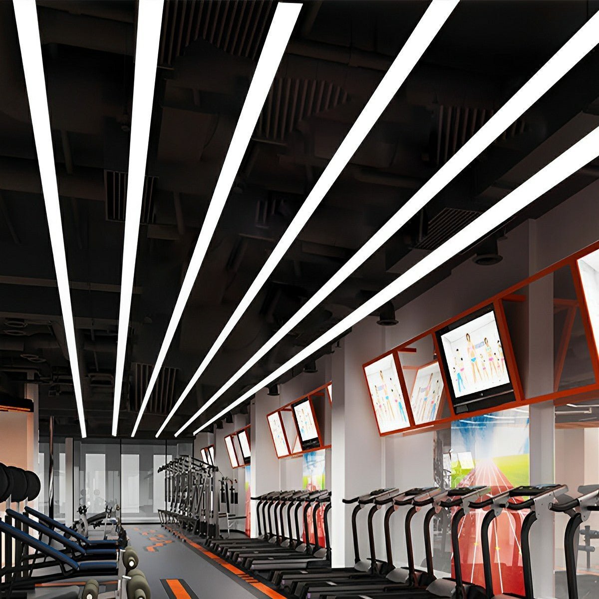 Plafonnier LED Bande Aluminium Noir Encastré Suspendu Bureau Boutique Salle de sport Éclairage sur rail Plafonnier linéaire Moderne | Restfield