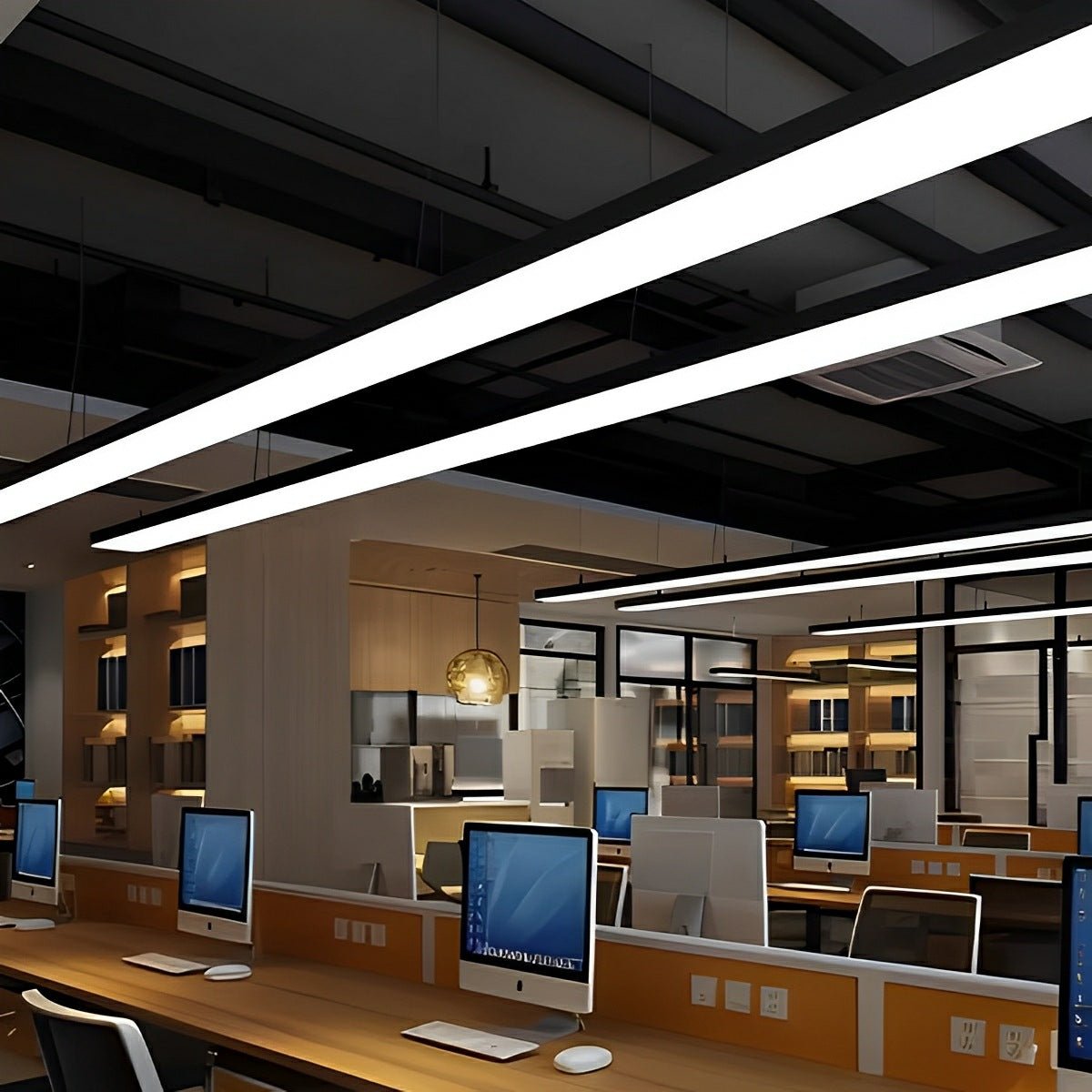 Plafonnier LED Bande Aluminium Noir Encastré Suspendu Bureau Boutique Salle de sport Éclairage sur rail Plafonnier linéaire Moderne | Restfield